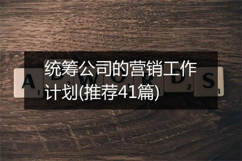 统筹公司的营销工作计划(推荐41篇)