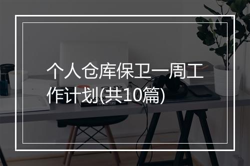 个人仓库保卫一周工作计划(共10篇)