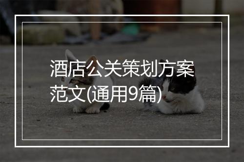 酒店公关策划方案范文(通用9篇)