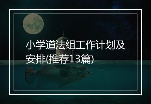 小学道法组工作计划及安排(推荐13篇)