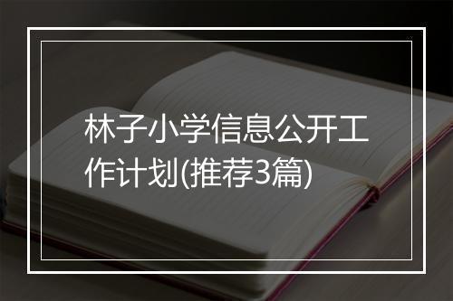 林子小学信息公开工作计划(推荐3篇)