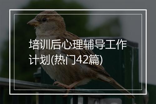 培训后心理辅导工作计划(热门42篇)