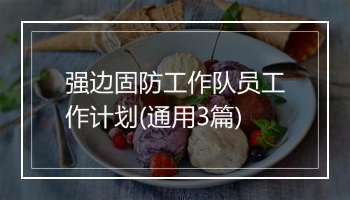 强边固防工作队员工作计划(通用3篇)