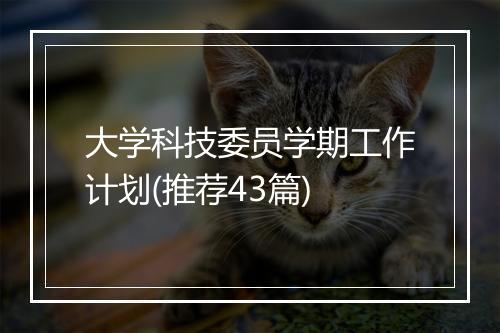 大学科技委员学期工作计划(推荐43篇)