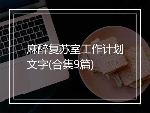 麻醉复苏室工作计划文字(合集9篇)