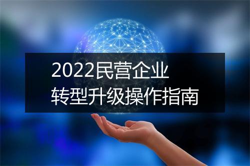 2022民营企业转型升级操作指南