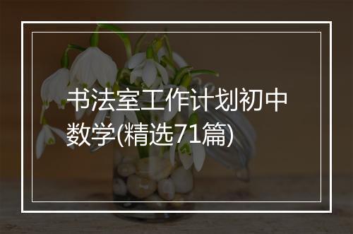 书法室工作计划初中数学(精选71篇)