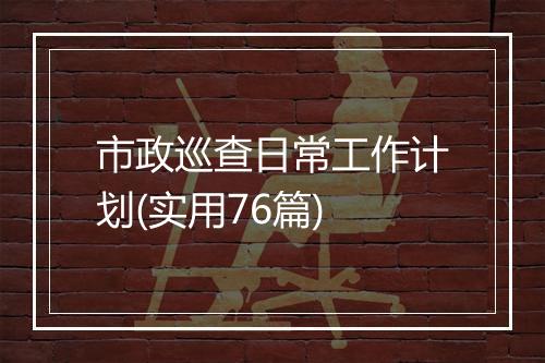 市政巡查日常工作计划(实用76篇)