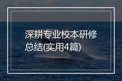 深耕专业校本研修总结(实用4篇)