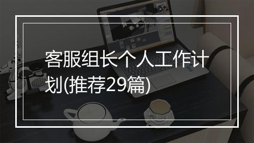 客服组长个人工作计划(推荐29篇)