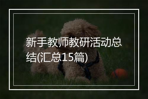 新手教师教研活动总结(汇总15篇)