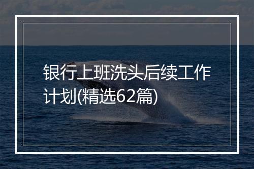 银行上班洗头后续工作计划(精选62篇)
