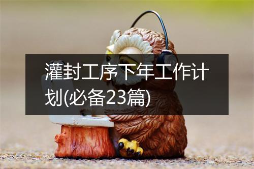 灌封工序下年工作计划(必备23篇)