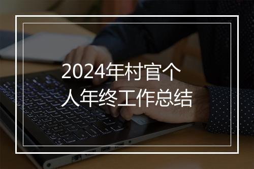 2024年村官个人年终工作总结