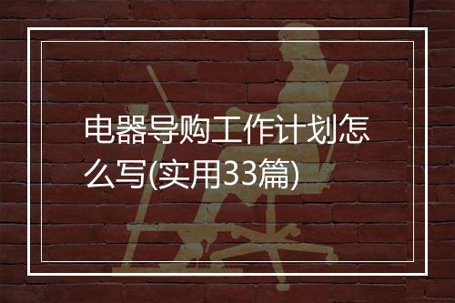 电器导购工作计划怎么写(实用33篇)