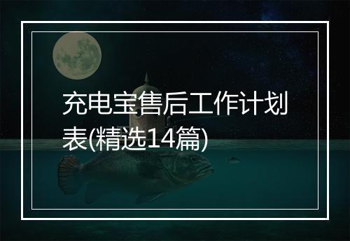 充电宝售后工作计划表(精选14篇)