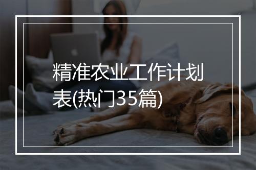 精准农业工作计划表(热门35篇)