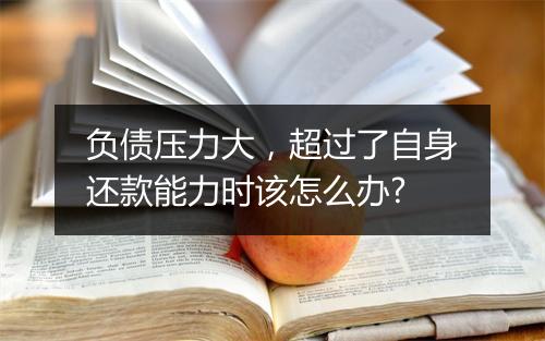 负债压力大，超过了自身还款能力时该怎么办?