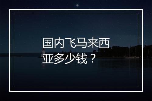 国内飞马来西亚多少钱？