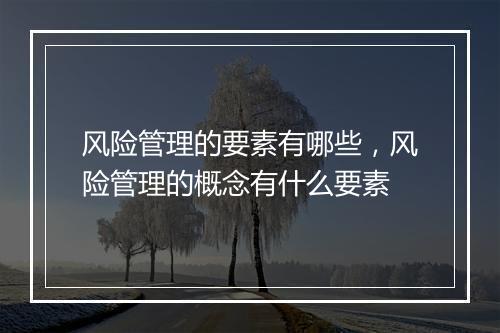 风险管理的要素有哪些，风险管理的概念有什么要素