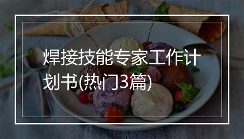 焊接技能专家工作计划书(热门3篇)