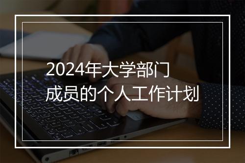 2024年大学部门成员的个人工作计划