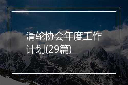 滑轮协会年度工作计划(29篇)