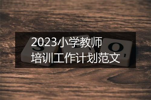 2023小学教师培训工作计划范文