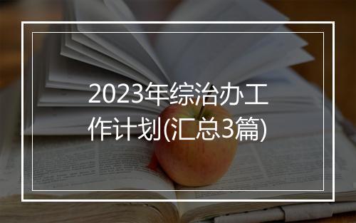 2023年综治办工作计划(汇总3篇)