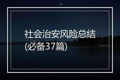 社会治安风险总结(必备37篇)