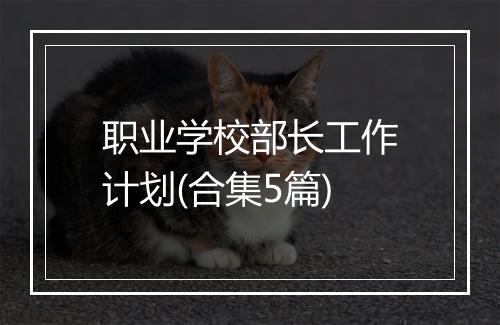 职业学校部长工作计划(合集5篇)