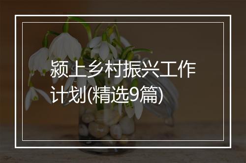 颍上乡村振兴工作计划(精选9篇)