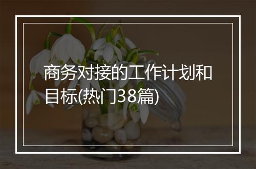 商务对接的工作计划和目标(热门38篇)