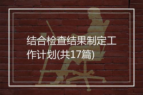结合检查结果制定工作计划(共17篇)