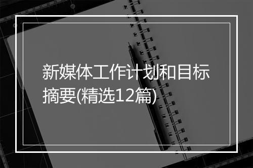 新媒体工作计划和目标摘要(精选12篇)