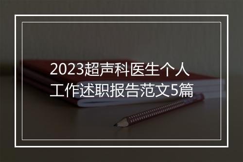 2023超声科医生个人工作述职报告范文5篇