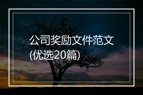公司奖励文件范文(优选20篇)