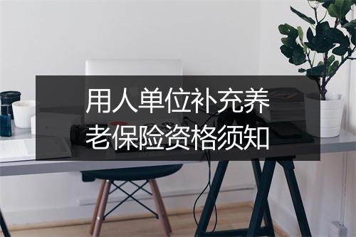用人单位补充养老保险资格须知