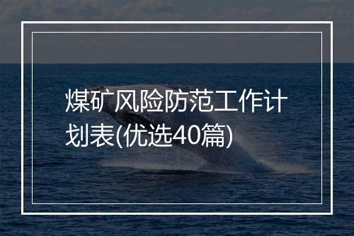 煤矿风险防范工作计划表(优选40篇)