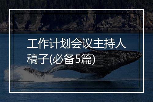 工作计划会议主持人稿子(必备5篇)