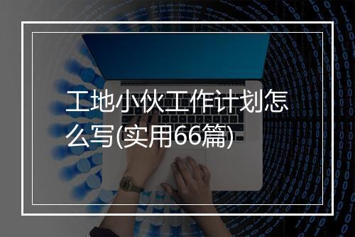 工地小伙工作计划怎么写(实用66篇)
