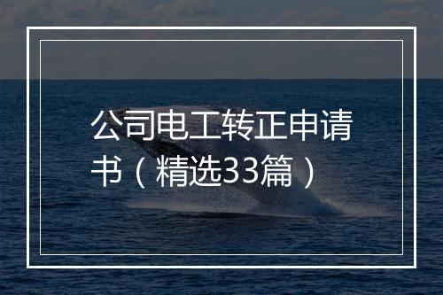 公司电工转正申请书（精选33篇）