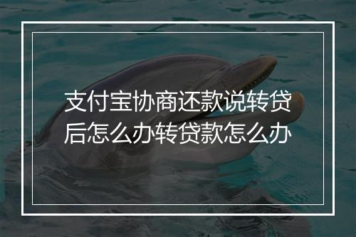 支付宝协商还款说转贷后怎么办转贷款怎么办