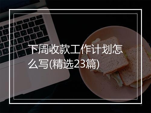 下周收款工作计划怎么写(精选23篇)