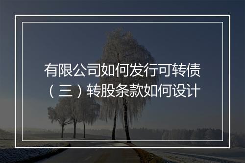 有限公司如何发行可转债（三）转股条款如何设计