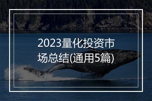 2023量化投资市场总结(通用5篇)