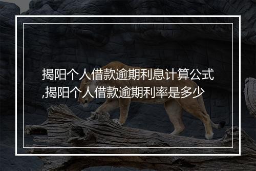 揭阳个人借款逾期利息计算公式,揭阳个人借款逾期利率是多少