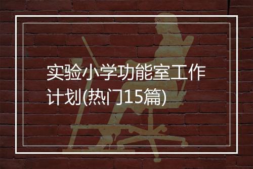 实验小学功能室工作计划(热门15篇)
