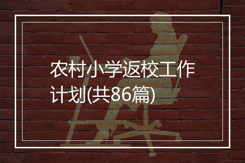 农村小学返校工作计划(共86篇)