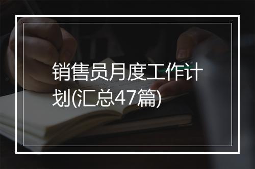 销售员月度工作计划(汇总47篇)